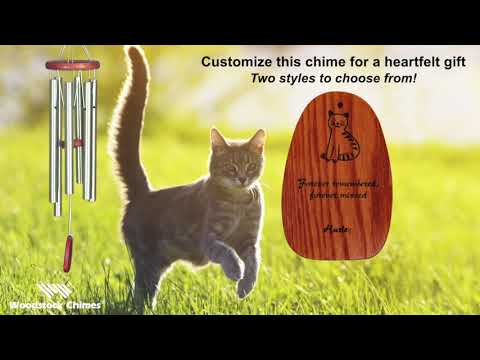 Personalize It! Pet Sympathy - Cat Amazing Grace Chime - Medium, Silver