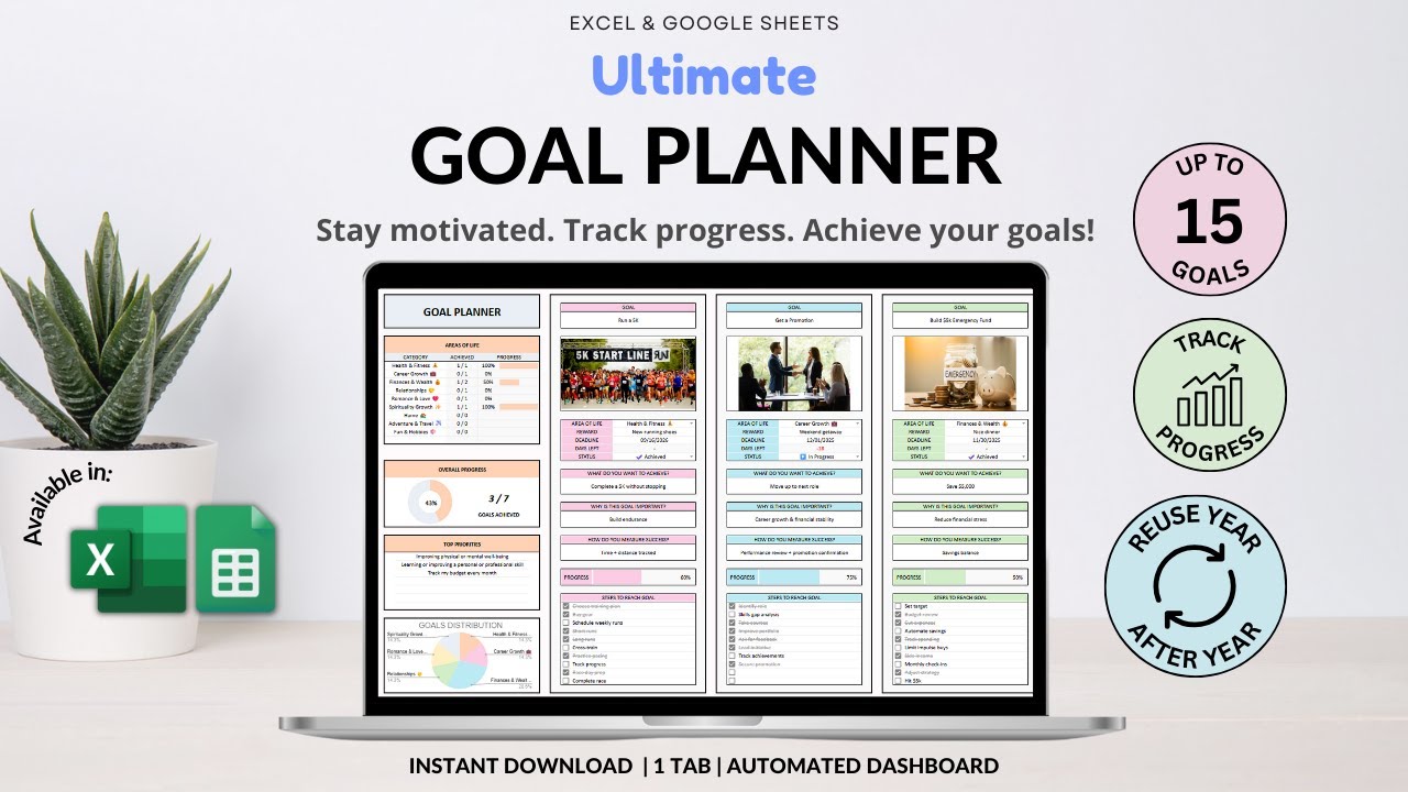 Goal Planner Tutorial - Steps to achieve your goals - Track your progress