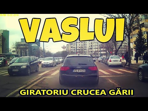 Prin VASLUI str Calugareni - Traian - Republicii - Autogara - OMV - Crucea Garii imagini video 1080p