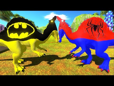 BATMAN vs SPIDERMAN vs VENOM T-REX DEATH RUN - Animal Revolt Battle Simulator