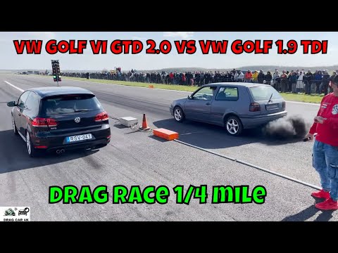 VW Golf VI GTD 2.0 vs Vw Golf 3 1.9 TDI drag race 1/4 mile 🚦🚗 - 4K UHD