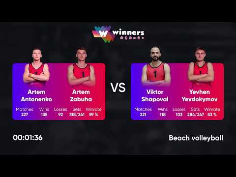 16:55 A. Antonenko / A. Zabuha - V. Shapoval / Y. Yevdokymov 13.08.2022 | Winners Beach Volleyball