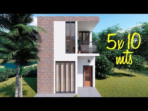 Plano de casa pequeña de 5x10 metros con 3 dormitorios