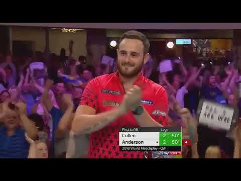 DARTS CROWD GOES MENTAL AFTER GARY ANDERSON THROWS 9 DARTS V JOE CULLEN 2018 WORLD MATCHPLAY