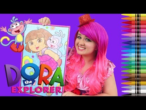 Coloring Dora The Explorer & Boots GIANT Coloring Book Page Crayola Crayons | KiMMi THE CLOWN Video