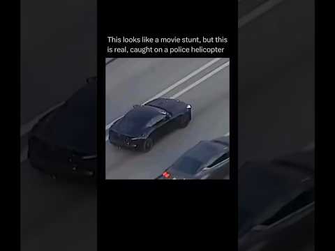 This looks like a movie stunt but this is real, caught on a police helicopter