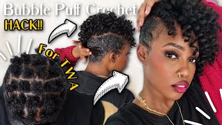 😱🤯🤯 HOW TO ➡️ Beginner Friendly Bubble Puff Crochet Braid HACK! ✨Short TWA Approved! ($18 Hair!)