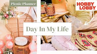 DAY IN THE LIFE as a Picnic Planner | Hobby Lobby shop with me, Target Run, Styling a peacock chair!