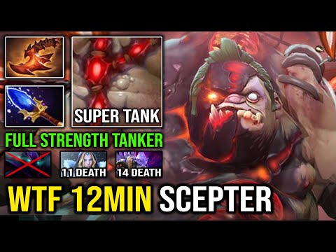 WTF 12Min Scepter Pudge 1v5 Full Strength Tanker AoE Scepter Rot 100% Deleted Offlane Dota 2