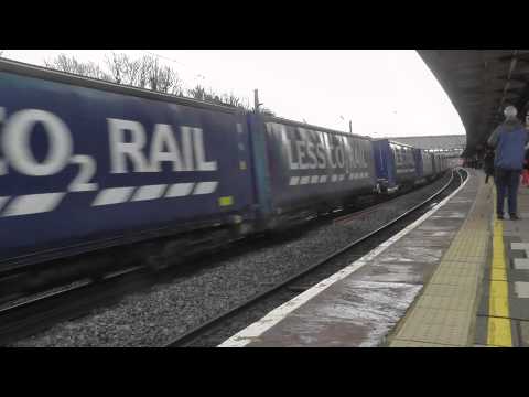 Class 92 Electric Loco No 92037 at Lancaster - Daventry to Mossend Intermodal - 15th March 2014