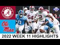 #9 Alabama vs #11 Ole Miss Highlights | College Football Week 11 | 2022 College Football Highlights
