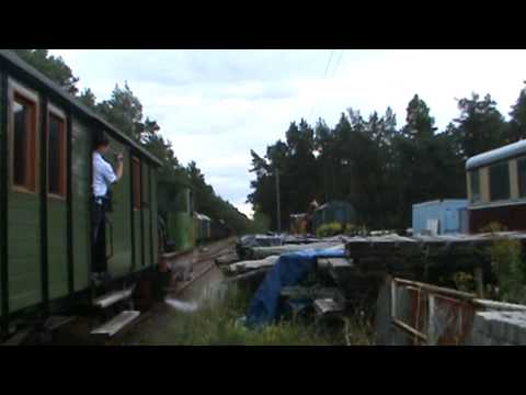 Ausfahrt des Museumszuges aus Kleinbahren in Richtung Finsterwalde