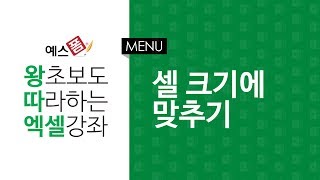 [예스폼 엑셀강좌] 왕따엑셀 메뉴 / 20. 셀크기에 맞추기