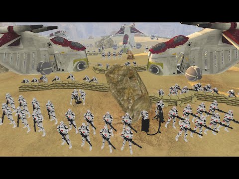 Crashed Clone LAAT GUNSHIP Defense! - Men of War: Star Wars Mod Battle Simulator