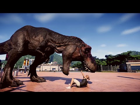 T Rex VS Indoraptor Breakout & Fight - Jurassic World Evolution Dinosaurs Fighting
