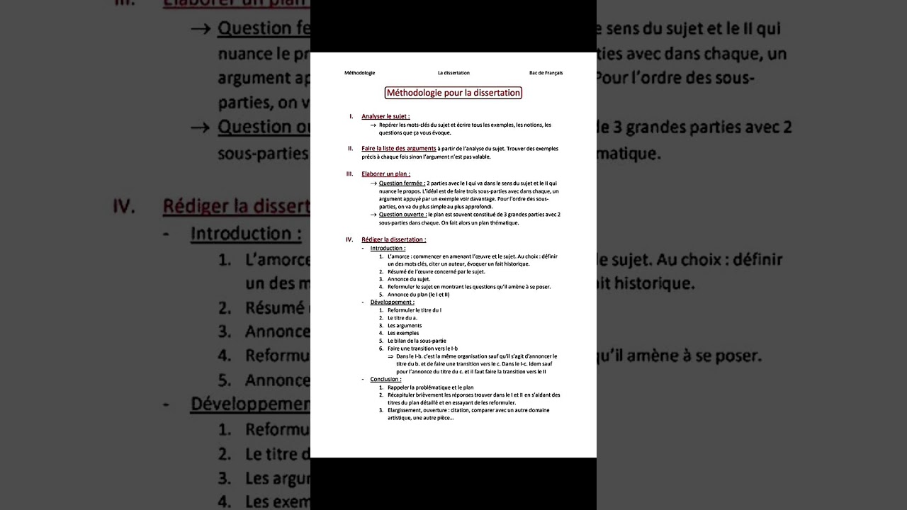🖋️ Méthode simple et efficace pour réussir une dissertation en français ! #terminale #bac2025