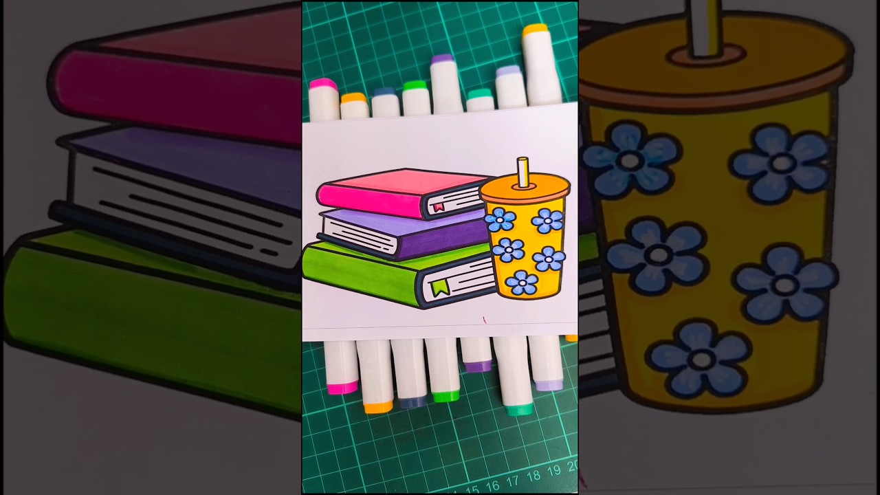 Stack of Vintage books clipart #art #coloringfun #shorts #viralshort #painting #coloringbook #reels