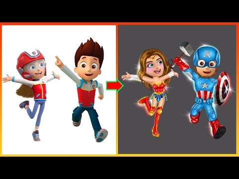 Paw Patrol Transformation: Ryder Paw Patrol & Katie Glow Up Into Captain America, Wonder Woman