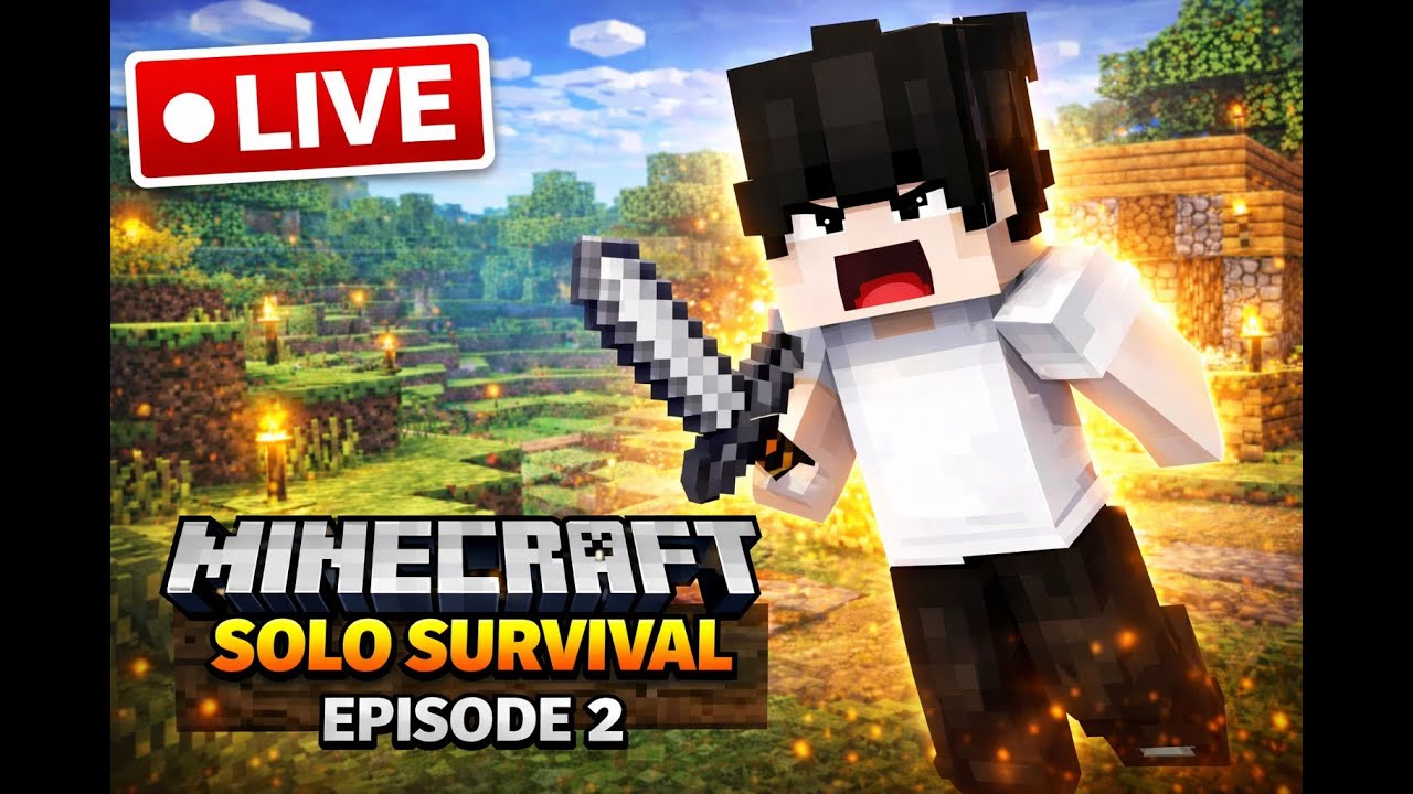🔴 Minecraft Solo Survival LIVE | Episode 2 – Mining & Base Upgrade!