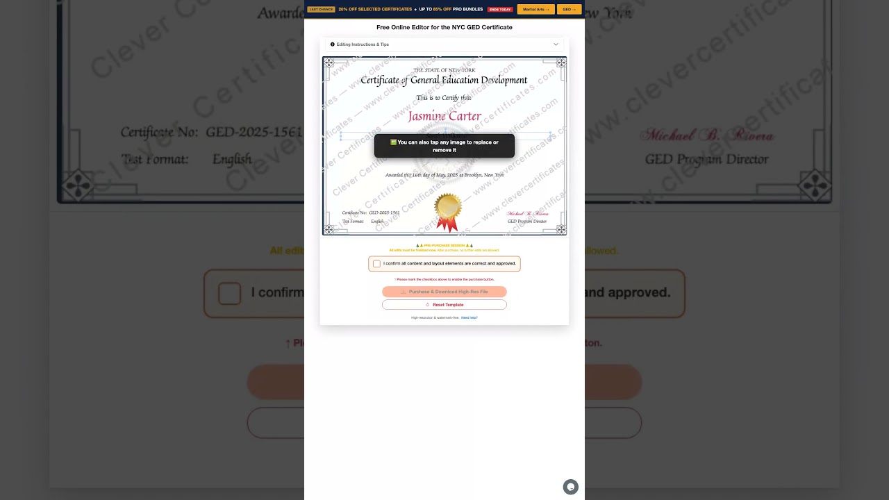 NYC GED Certificate