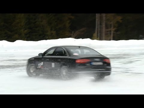 Audi A8 snow donuts drifting on ice 2014 Audi A8 4.0 TFSI review - Autogefühl