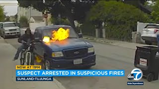 Alleged serial arsonist suspect caught lighting pickup truck on fire and taking off