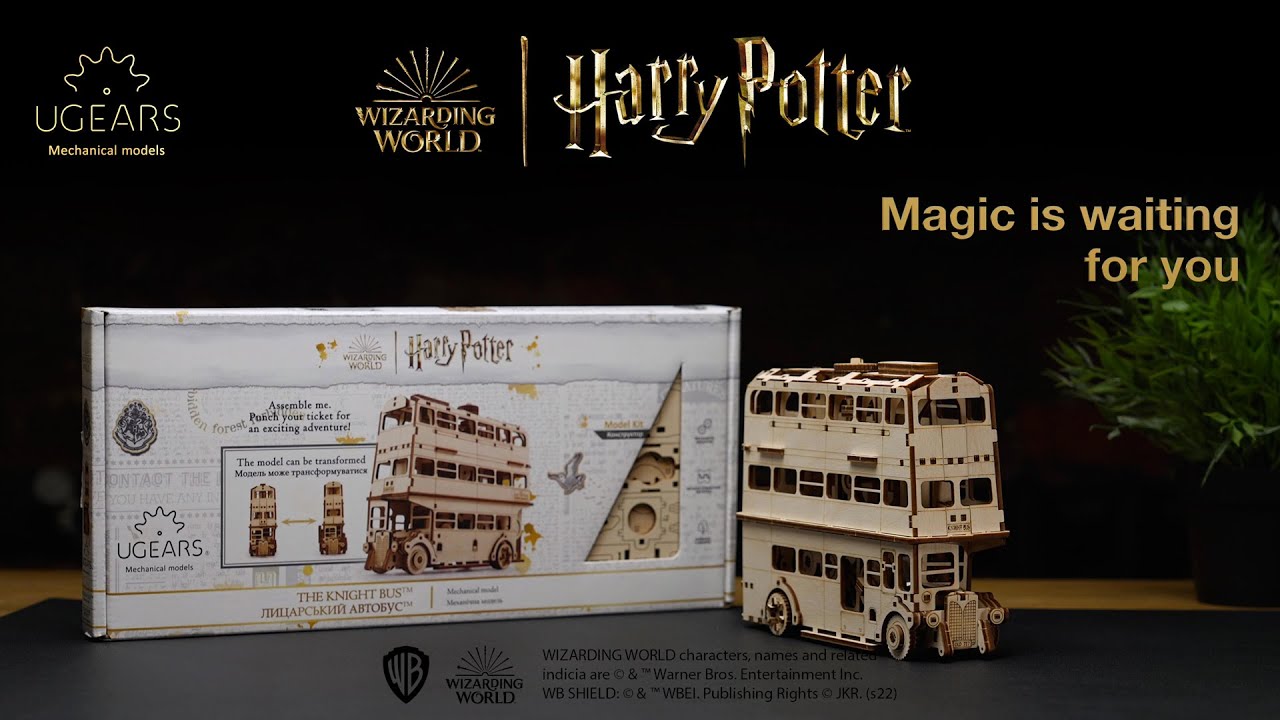 Ugears 3D dřevěné mechanické puzzle Harry Potter Rytířský autobus