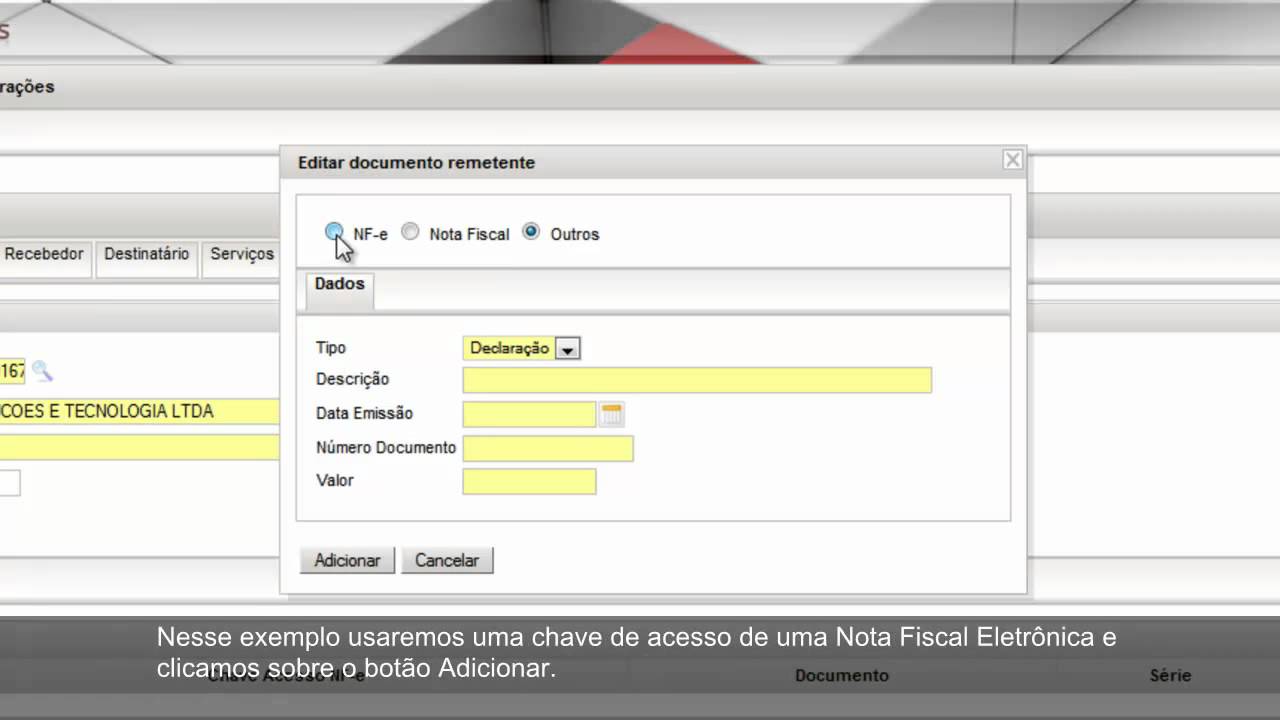 Terceira Video Aula - Digitação de Conhecimento de Transporte Eletrônico Modal Rodoviário
