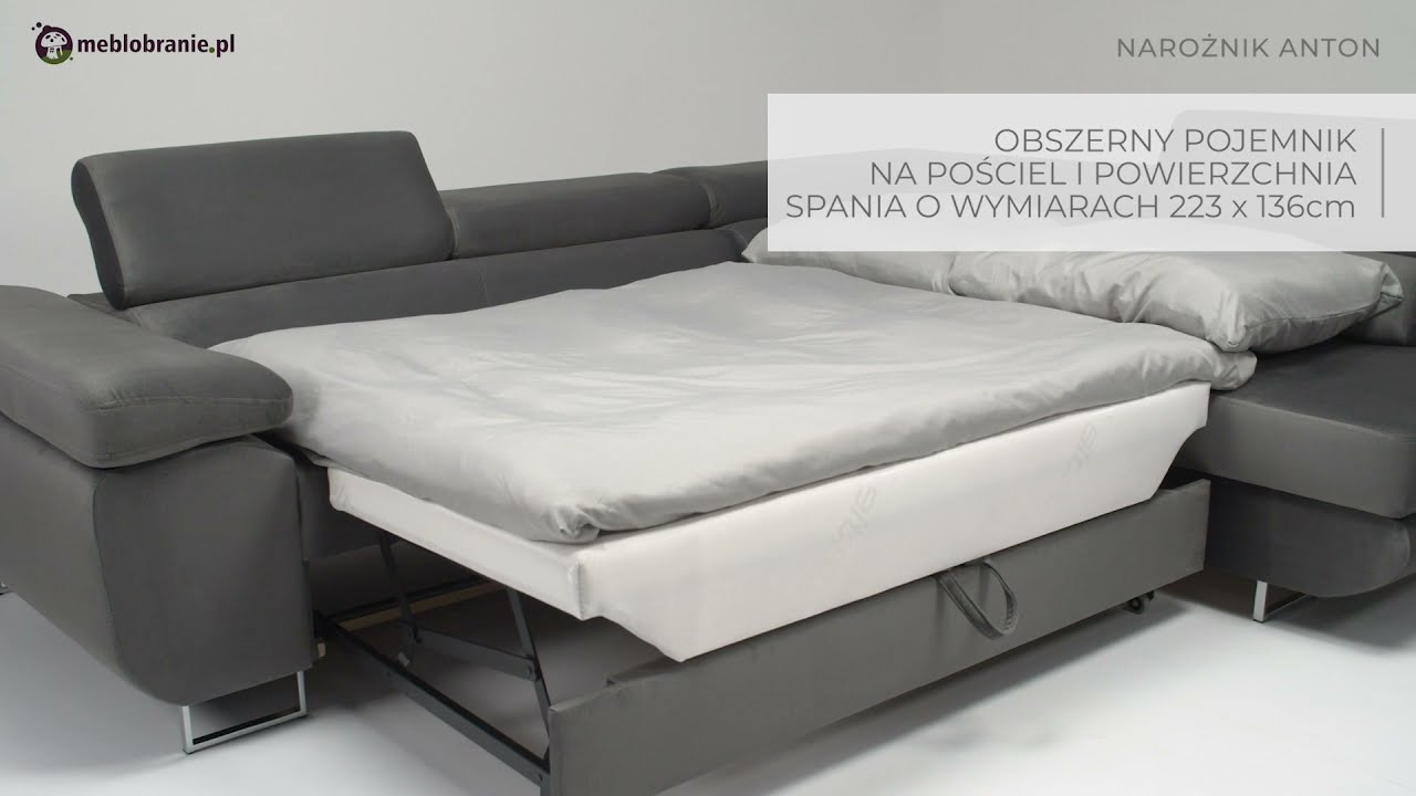 Szary narożnik z funkcją spania Meblobranie 37367 [#1 Bestseller 2021]