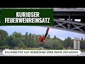 Curious Fire Brigade Operation Construction Worker Trapped On Lifting Platform Over Rhine