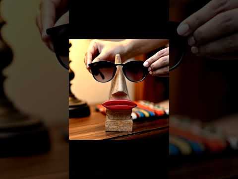 Handcrafted Mango Wood Spectacle Holder - Artisanal Eyeglass Stand | Video Voiceover Broll Showcase