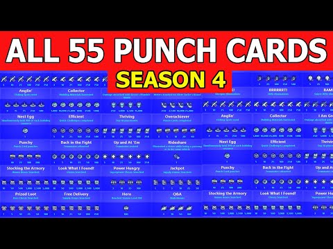 ALL 55 Punch Cards in Fortnite Season 4!  ALL DISCOVERABLE PUNCH CARDS IN CHAPTER 2 SEASON 4