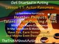 Acting Lessons Lesson 11 Actor And Actress Resumes