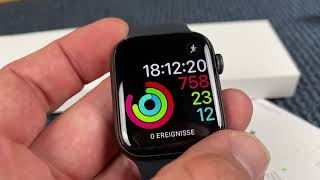 Apple Watch Series 6 GPS, 44 mm Aluminiumgehäuse Space Grau, Solo Loop Schwarz unboxing + einrichten