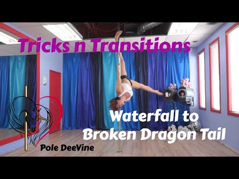 Pole Tricks N Transitions - Waterfall to Broken Dragon Tail combo (master pole fitness)