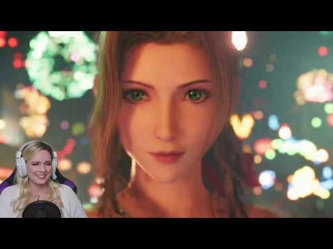 Briana White voice actress of Aerith reacting to Aerith wearing the red dress - FFVIIR