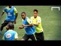Neymar shoves Robinho twice in training