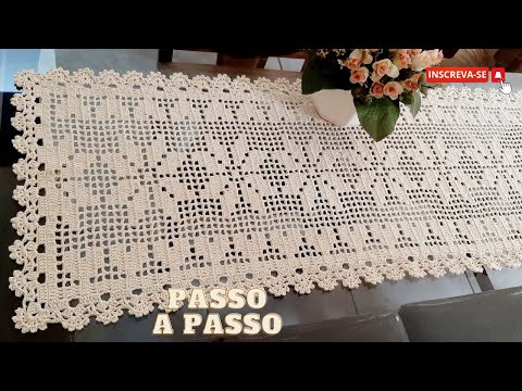 CAMINHO DE MESA SENSAÇÃO EM CROCHÊ FILÉ-TRILHO DE MESA-1/2-LINDO,FÁCIL DE FAZER #semprecirculo