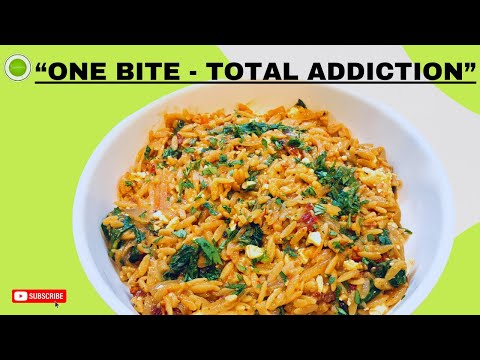 Easy baked feta orzo with spinach & sun-dried tomatoes recipe!