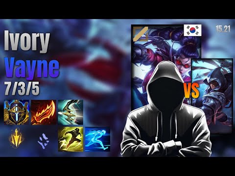 Ivory Mid Vayne vs Talon lol KR solo rank Full Game 15.21 | Ivory 베인 vs 탈론