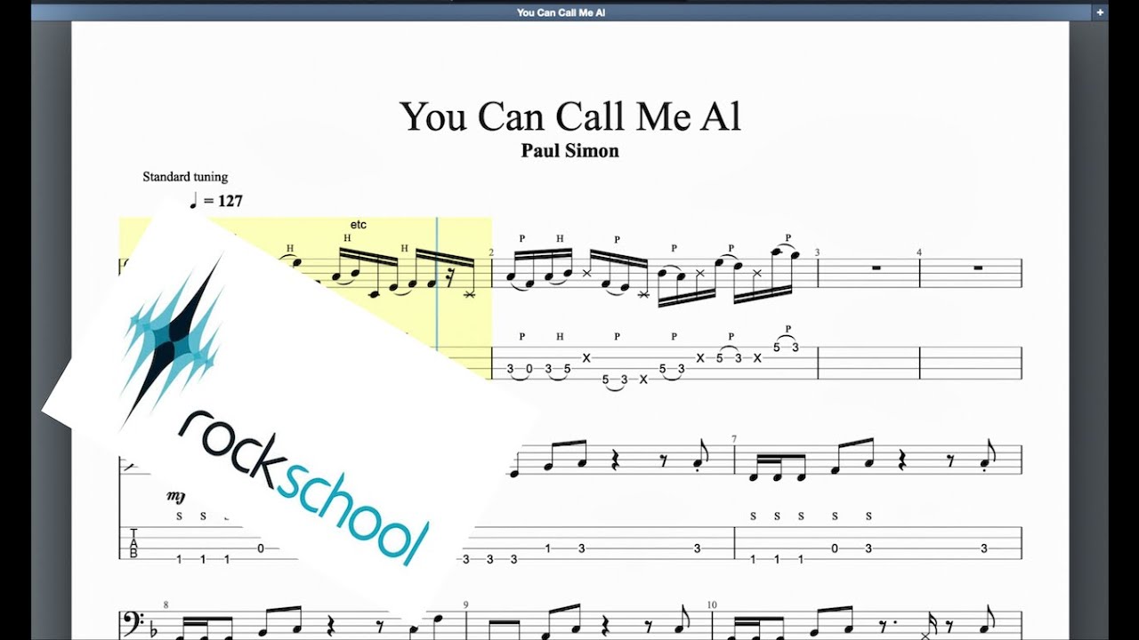 You Can Call Me Al (With Vocals) Rockschool Grade 8 Bass