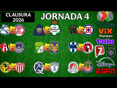 FECHAS,HORARIOS Y CANALES PARA LA JORNADA 4 DE LA LIGA MX CLAUSURA 2026