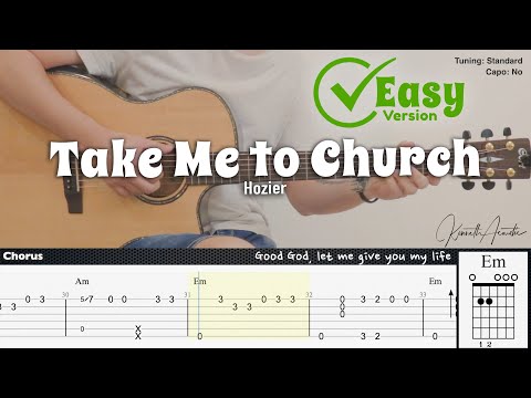 Take Me To Church (Easy Version) - Hozier | Fingerstyle Guitar | TAB + Chords + Lyrics