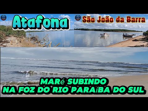 Rio paraiba do sul de encontro com o mar em atafona na foz 