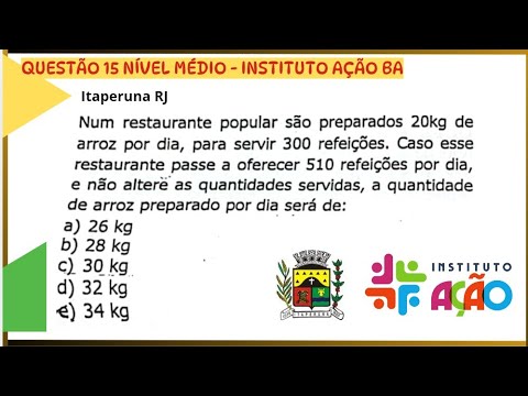 QUESTÃO 15 - NÍVEL MÉDIO - INSTITUTO AÇÃO BA - ITAPERUNA RJ