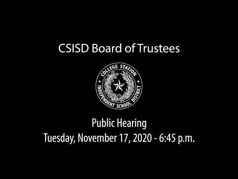 CSISD Board Meeting 11/17/2020 - Public Hearing