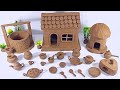 DIY How To Make Polymer Clay Miniature House Kitchen Set Bullock Cart Hand Pump Tree Village
