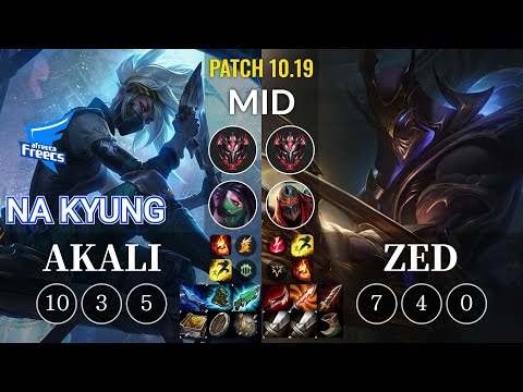 AF Na Kyung Akali vs Zed Mid - KR Patch 10.19