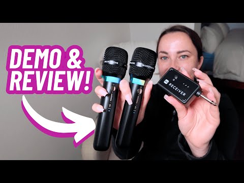 Wireless Karaoke Microphones for Amp & PA | ECHOMUSSY RGB Dual Mics, 200FT Range, 40H Battery