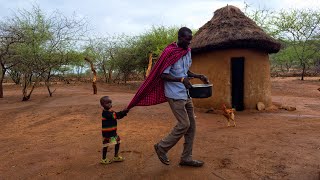 African village life/Making  Traditional Tea with goat’s milk